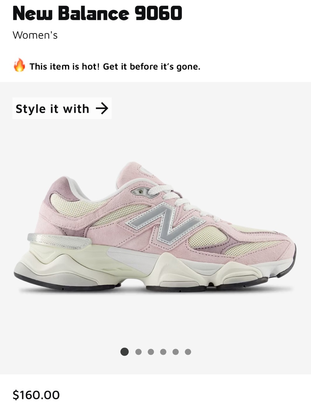 New Balance 9060 Women's Pink and Cream Casual Sneakers